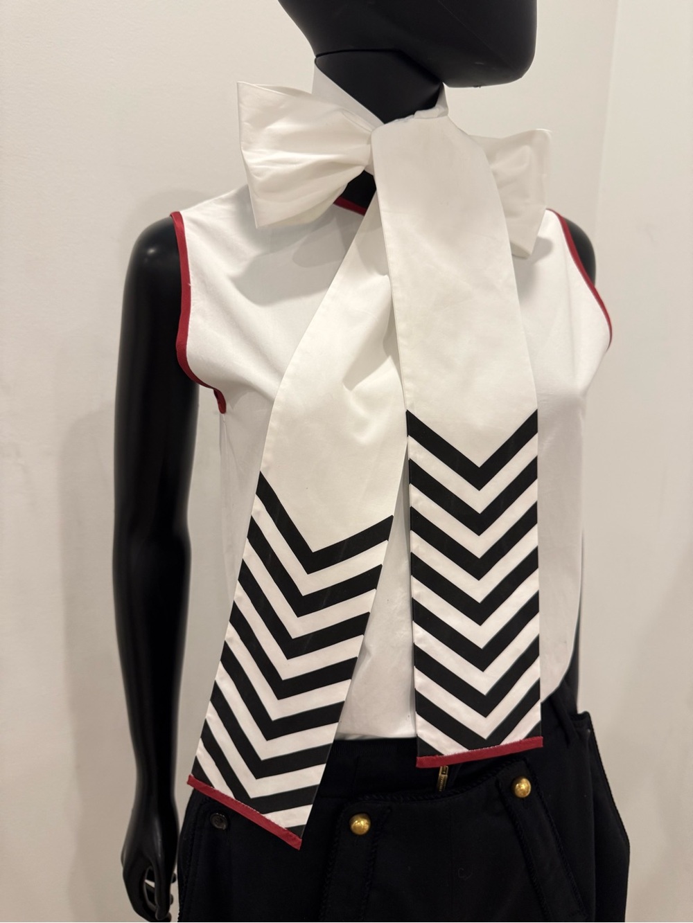 DSQUARED2 Runway Removable Bow Chevron Cotton Top IT 40 Worn Once